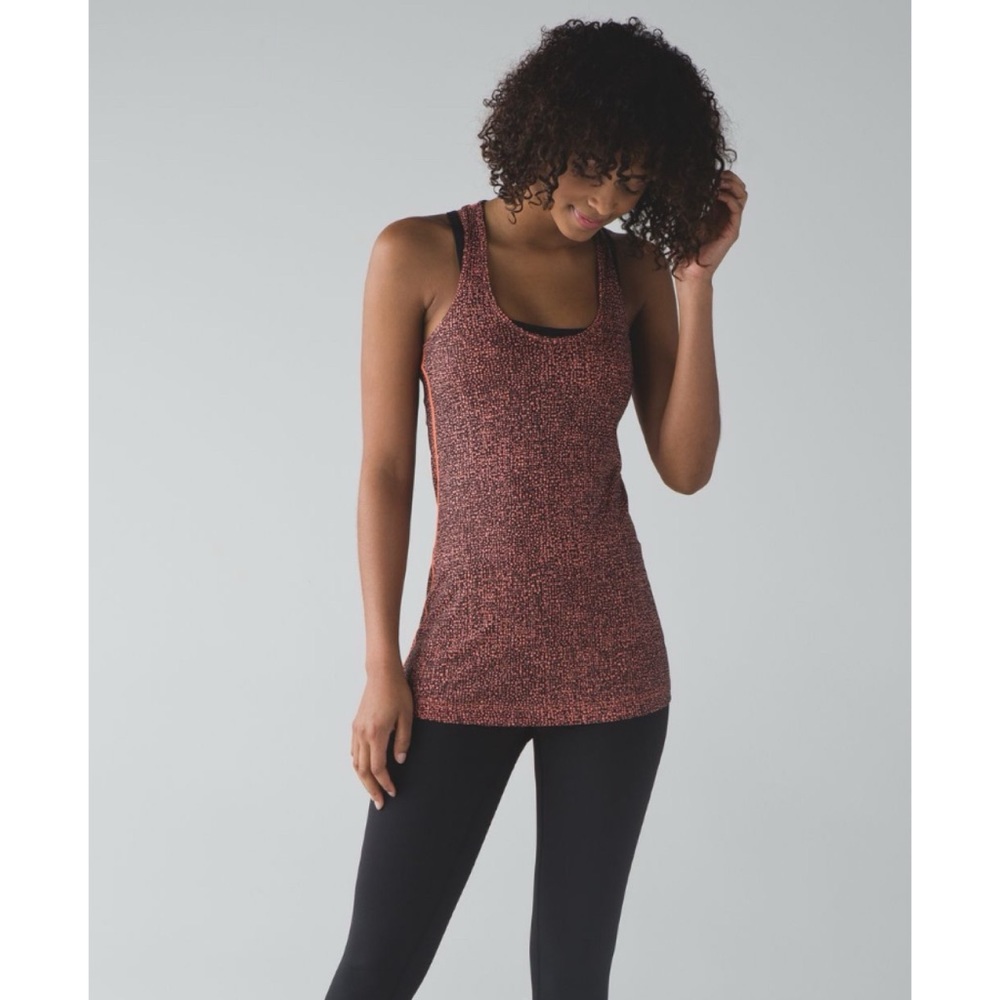 Lululemon Cool Racerback Bubbles Sunny Coral Deep Coal 6